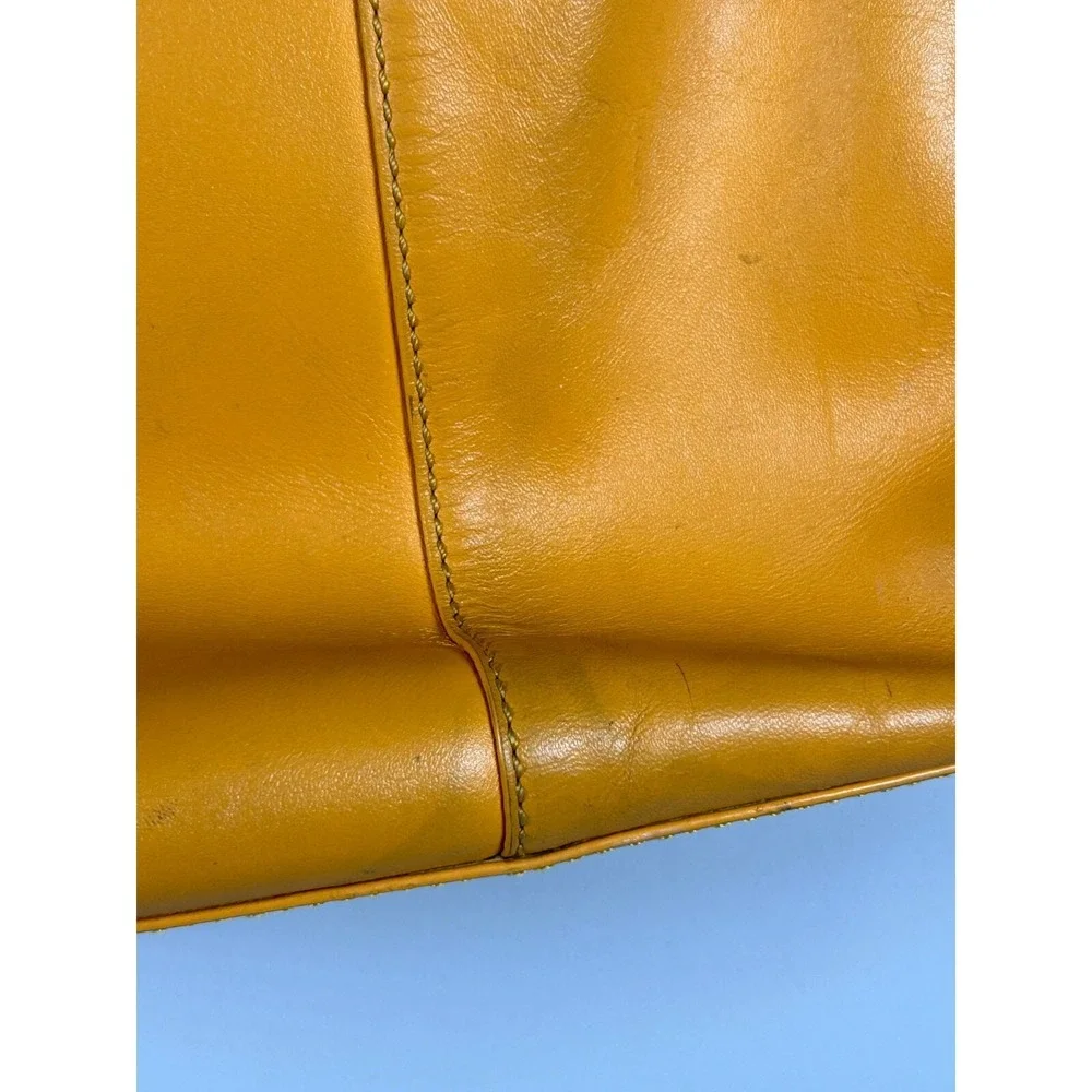 Vintage Kate‎ Spade Yellow Leather Flap Front Hobo Shoulder Handbag Size Small
